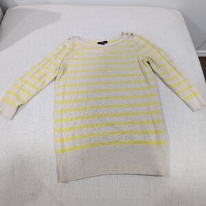 GAP Yellow/Beige Striped Sweater - Medium